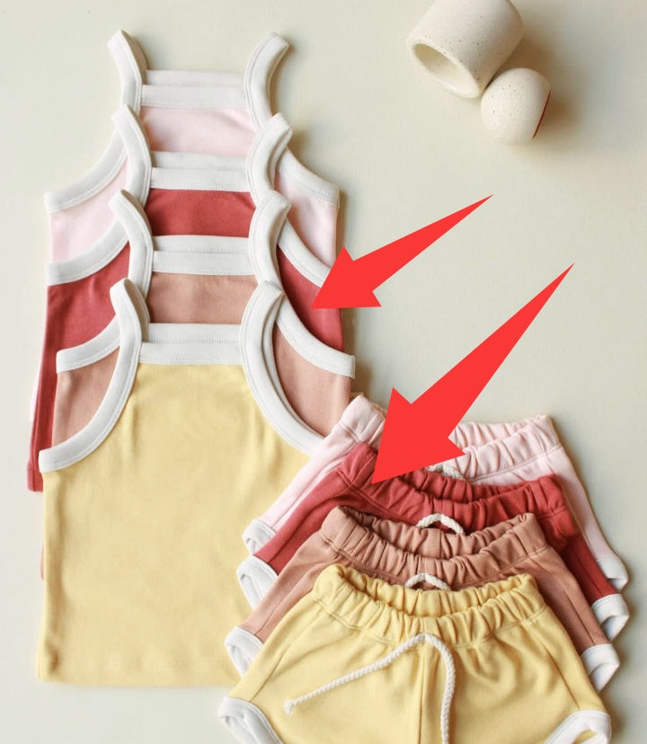 Baby Summer Outfit Suspender Vest And Shorts Set Girls