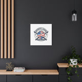 Patriotic Baseball Emblem Canvas | Vintage Red White Blue Baseball Wall Art