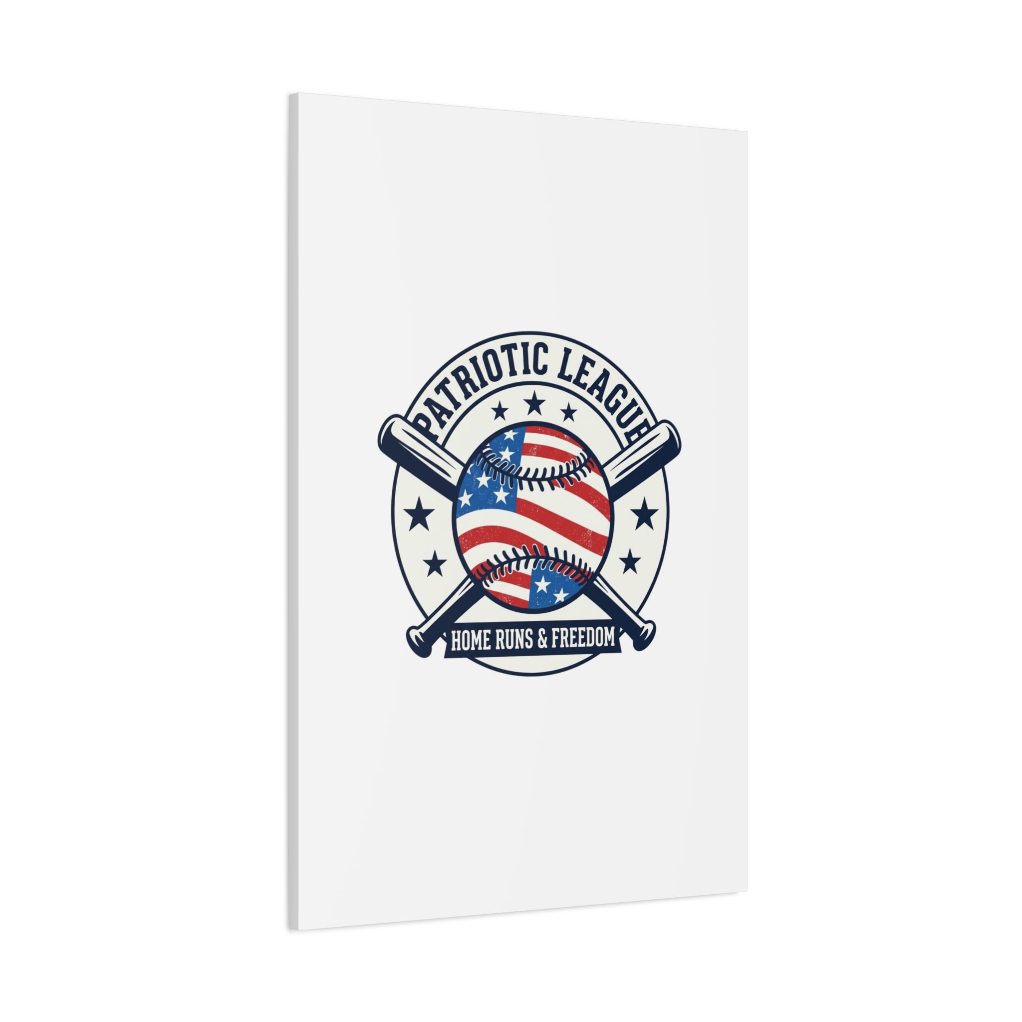Patriotic Baseball Emblem Canvas | Vintage Red White Blue Baseball Wall Art