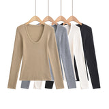 U-neck long sleeved top
