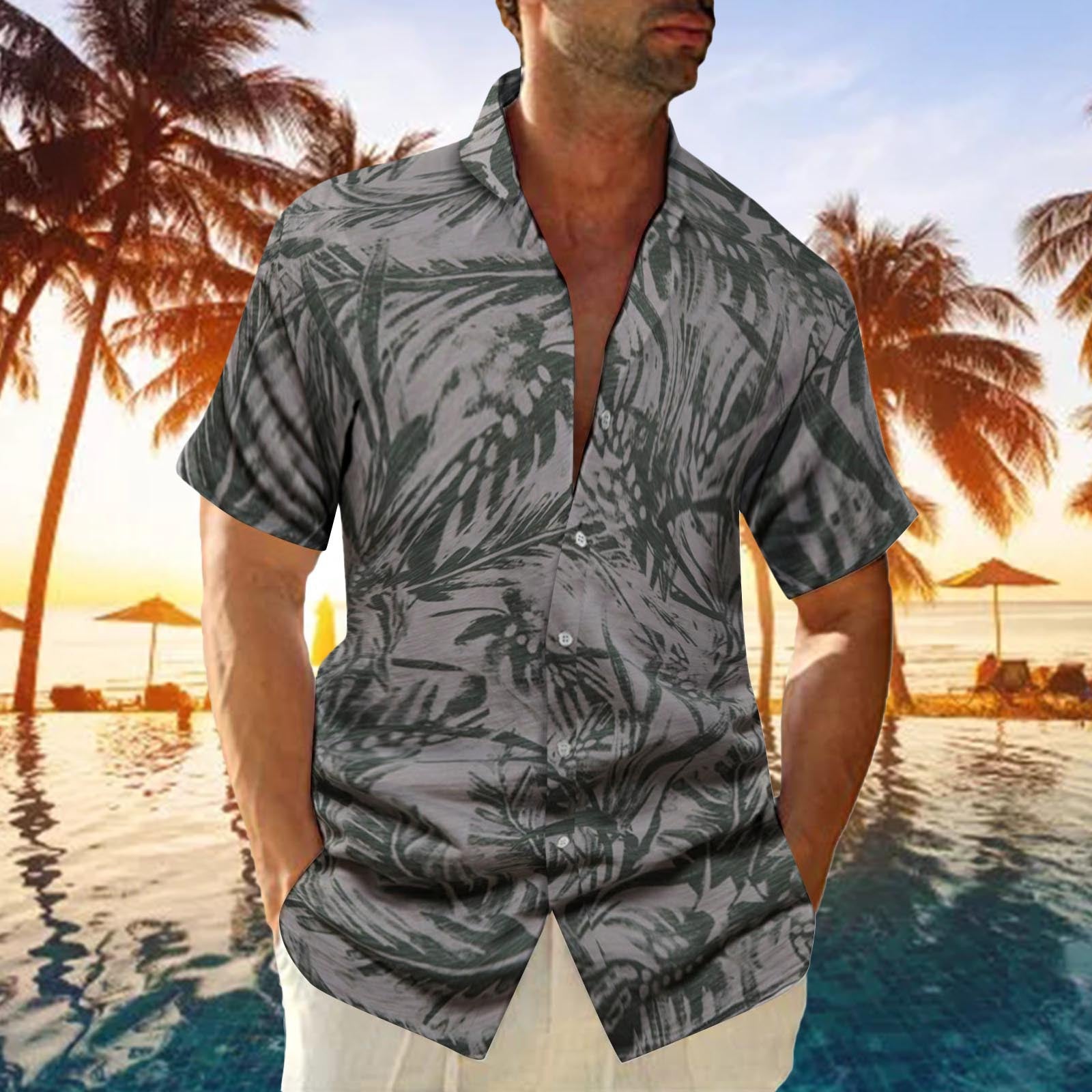 Men's Plus-Size Printed Casual Loose Short-Sleeve