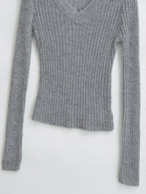 V-neck long sleeved elastic slim fit headband top