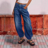 Stitched-detail Patch Pocket Tapered Womens Jeans