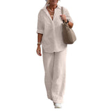Women's Casual Solid-Colored Pants Wide-Leg Set