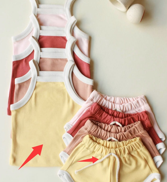 Baby Summer Outfit Suspender Vest And Shorts Set Girls