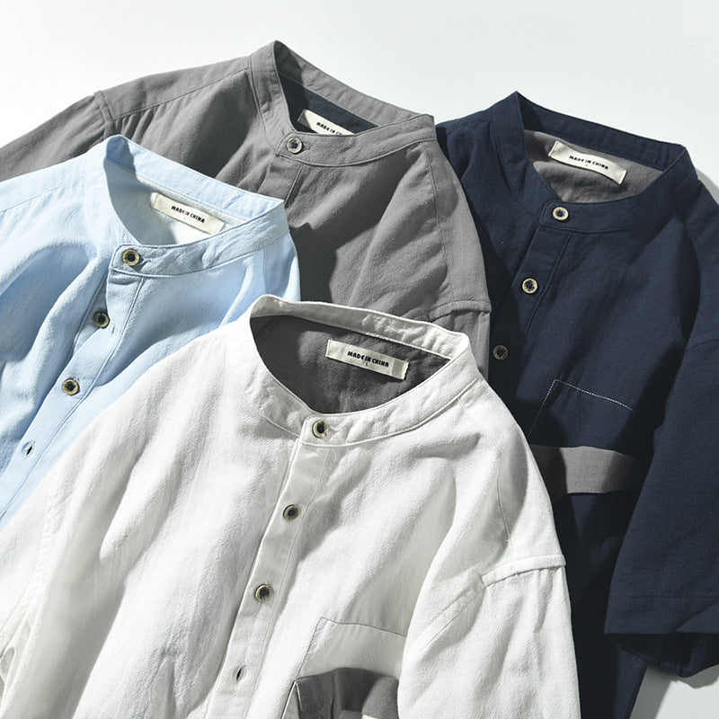 Men's Linen Short Sleeve Pullover Shirt