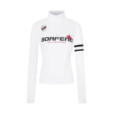 Printed Stand-Up Collar Long Sleeve T-Shirt for Women Fitted Slim Fit Sporty Top