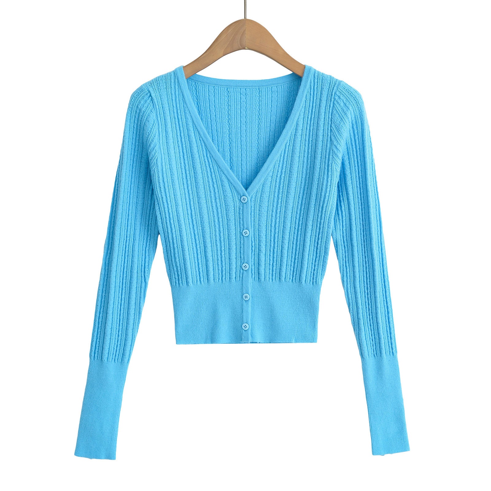 V-neck slim fit long sleeved top