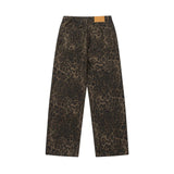 Leopard Print  Straight Leg Washed Casual Pants