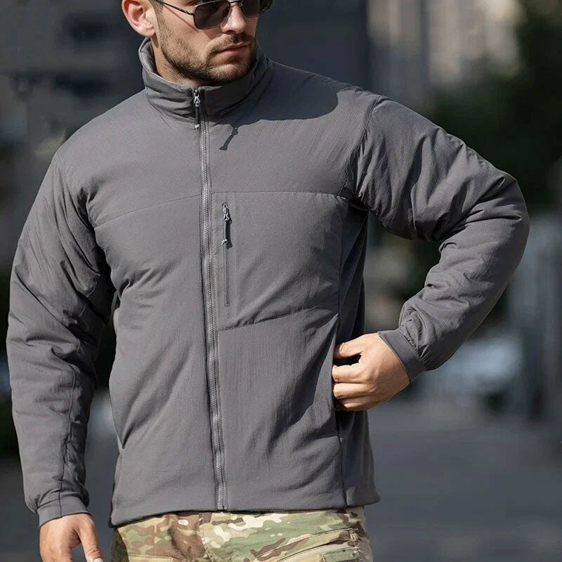 Men's Winter Warm Padded Jacket, Lightweight Hooded Tactical Parka, Outdoor Waterproof Windproof Cold-Weather Hiking Jacket.
