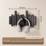 Solid Wood Hanger, Piano Key Wall Hook, Adhesive Back-of-Door Coat Hook, No Drill Entryway Organizer.
