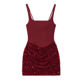 Spicy girl sequin wrapped waist waist strap skirt