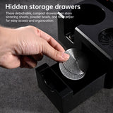 Universal Coffee Tamping Station: 51/53/54/58mm Distributor & Tamper Stand with Multi-Functional Storage Rack