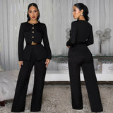Fashionable Women's Slimming Belted Top and Pants Set
