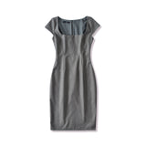 Solid color pullover square neck dress