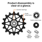 Bicycle Rear Derailleur Jockey Wheel Ceramic Bearing Aluminum Alloy 10T 12T 14T 16T Positive Negative Tooth for MTB Road Bike