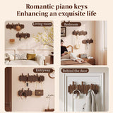 Solid Wood Hanger, Piano Key Wall Hook, Adhesive Back-of-Door Coat Hook, No Drill Entryway Organizer.