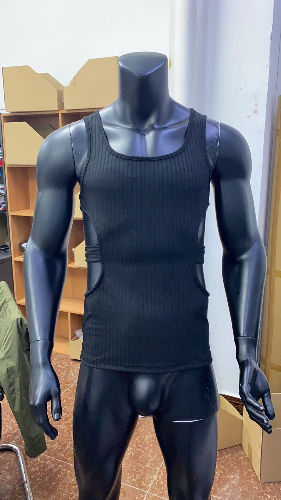 Hollow-out Solid Color Elastic Fitted Sleeveless Vest for Men ndash; Streetwear Sporty Casual Workwear-Inspired Top