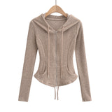 Waist slimming hooded cardigan top