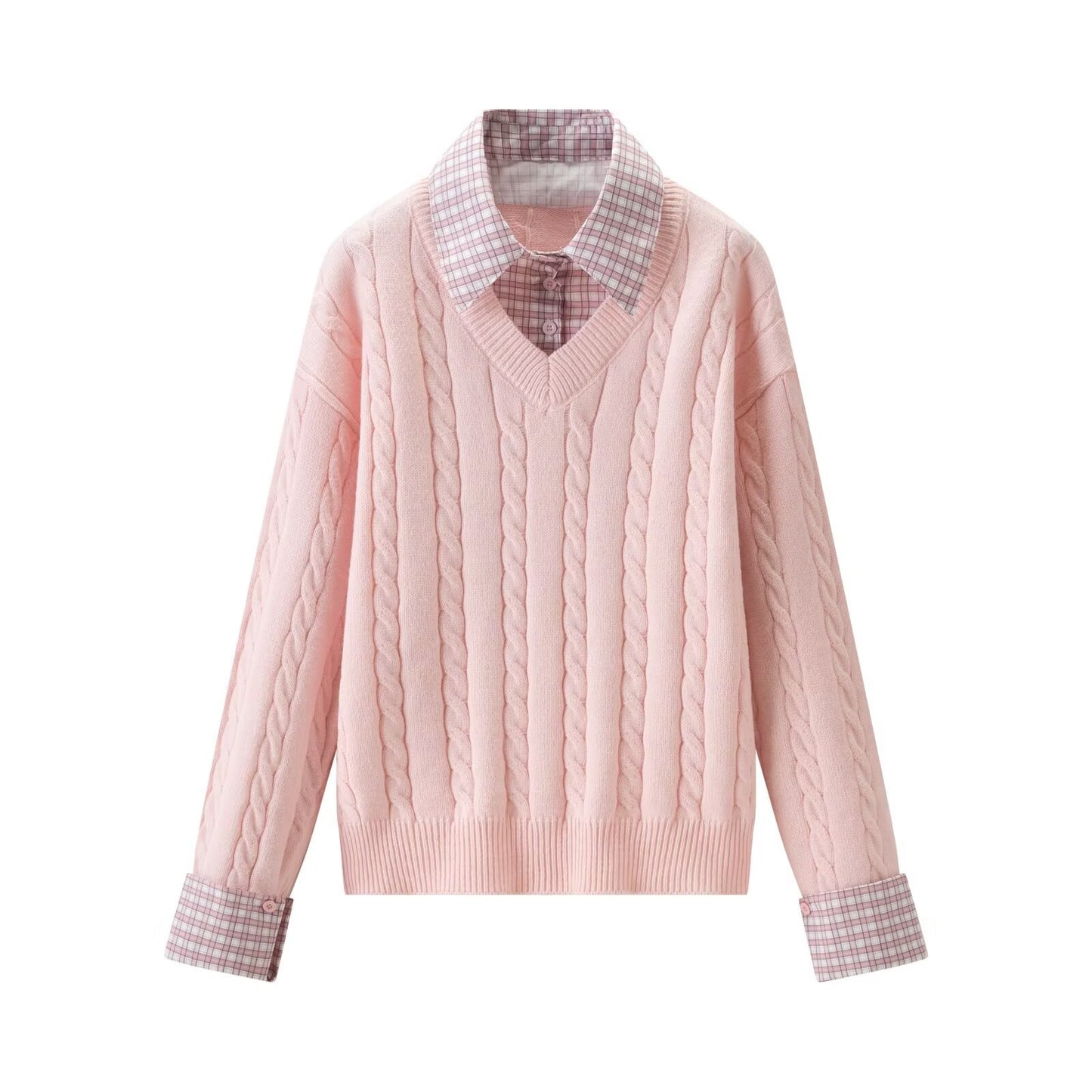 Fake two street knitted sweater tops