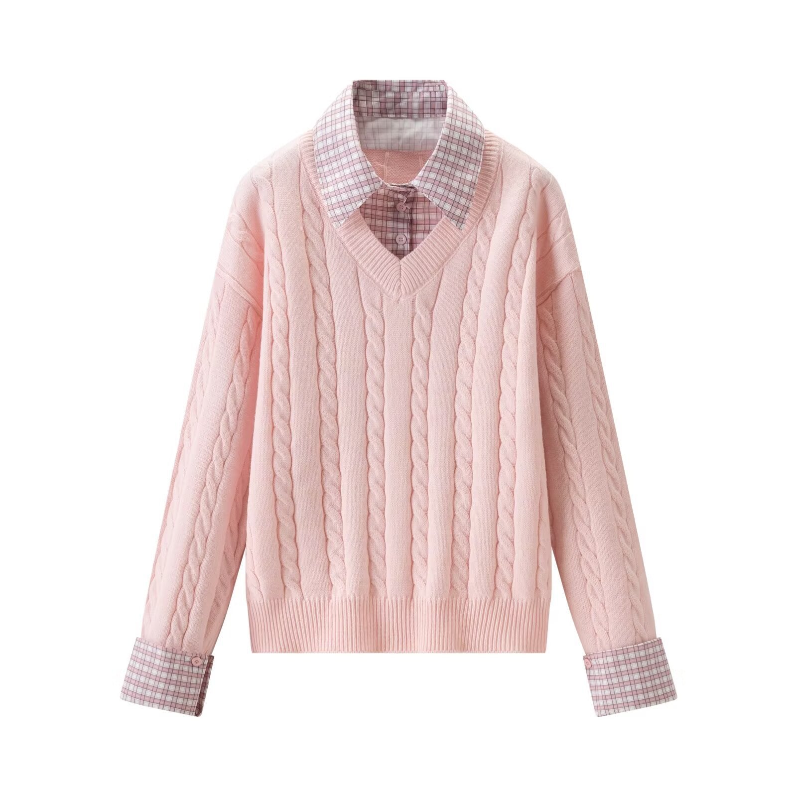 Fake two street knitted sweater tops