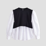 Color blocking splicing fake two-piece top