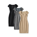 Solid color pullover square neck dress