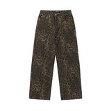 Leopard Print  Straight Leg Washed Casual Pants