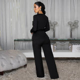 Fashionable Women's Slimming Belted Top and Pants Set