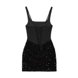 Spicy girl sequin wrapped waist waist strap skirt