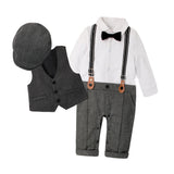 New Spring and Autumn Children's Clothing Baby BoysStyle Vest Romper with Gentleman Hat, 1st Birthday Outfit Newborn Gentleman Suit