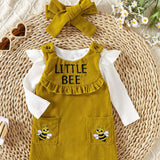 Adorable Long-Sleeve Overall Dress Set for Infants