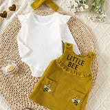 Adorable Long-Sleeve Overall Dress Set for Infants