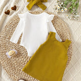 Adorable Long-Sleeve Overall Dress Set for Infants