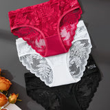 3pcs Women'S Fashion Romantic Floral Lace Underwear