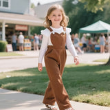2pcs Girls' Overalls Set, Fashionable Casual Cute Outfit