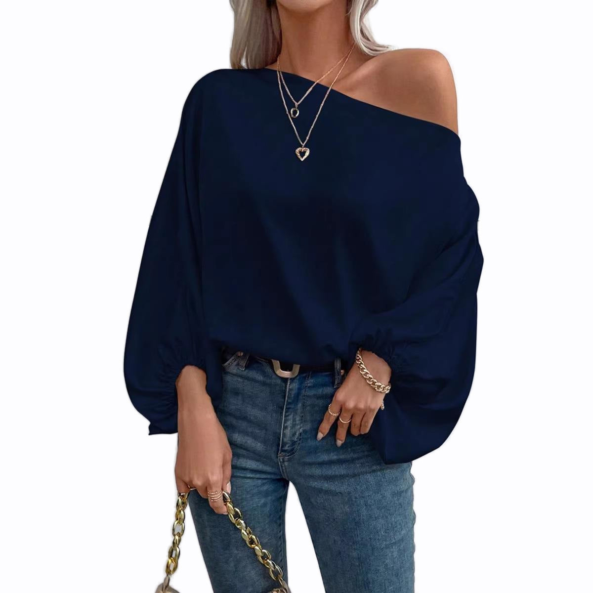 Off-shoulder Satin Blouse For Women