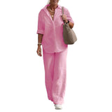 Women's Casual Solid-Colored Pants Wide-Leg Set