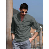 Men's Solid Color Versatile Casual Simple Breathable Long Sleeve