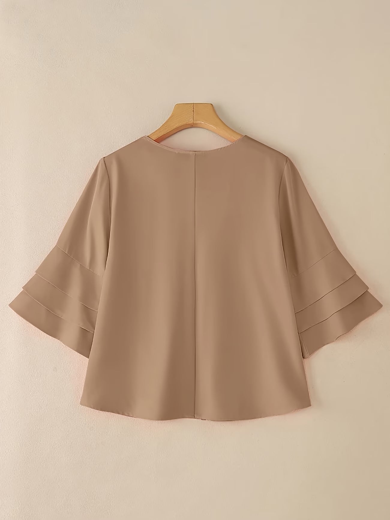 Solid Color Round Neck Blouse