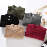Flannel-lined Thick Warm Corduroy Small Stand-collar Shirt Jacket