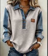 European And American Style Knitted Lapel Long-Sleeve Shirt For Women