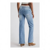 Womens Stylish Lace-trimmed Stretch Denim Jeans