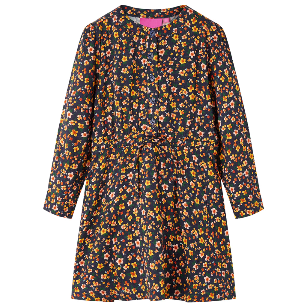 Children's dress with long sleeves, navy blue, size 104. Children's dress with