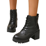 Chunky-soled Womens British-style Ankle Boots