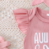 Cute Cotton Ribbed Sleeveless Set For Baby Girls