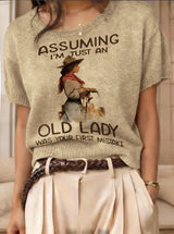 Retro Short-Sleeve Sweater Contrast-Color Jacquard Knit Top