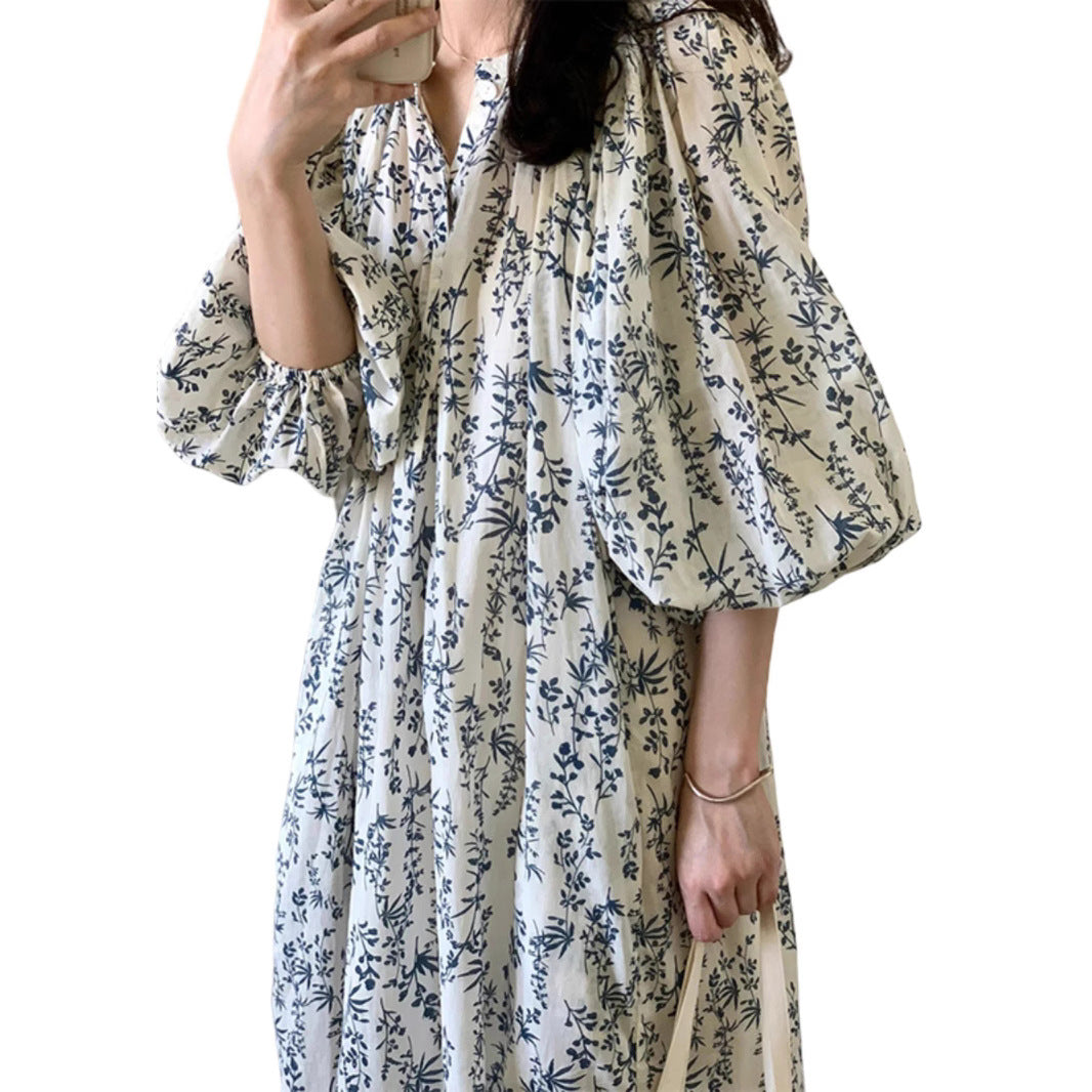 Youth-boosting Soft And Elegant Lace-up Slimming Floral Maxi Dress Wholesale