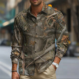 Mens Long-sleeve Striped Printed Shirt