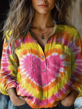 Women's Fashion Plus-size Lapel Long-sleeve Shirt Top